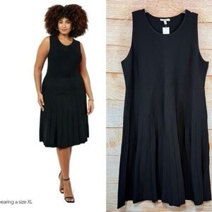 Edited by remi bader Black Pleated Midi knit Dress Sz 1X